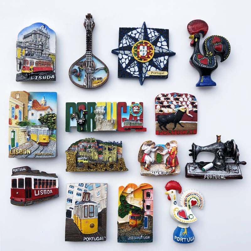 Portugal Fridge Magnets Tourist Souvenir Portuguese Cock Lisboa Tram Magnetic Refrigerator Sticker Collection Travel Gift