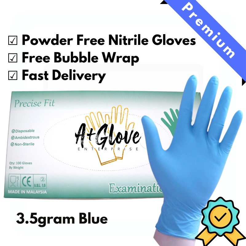 Powder Free Nitrile Gloves Blue Sarung Tangan Biru Disposable Cleaning Protective Food Safety Health Household丁晴手套无粉