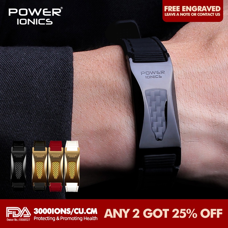 Power Ionics FDA Medical Device Registration 3000ions/cc Ironman Titanium Germanium F.I.R Carbon Fiber Bio Golf Watch Bracelet Wristband Free Lettering Friends Lover Family Gifts