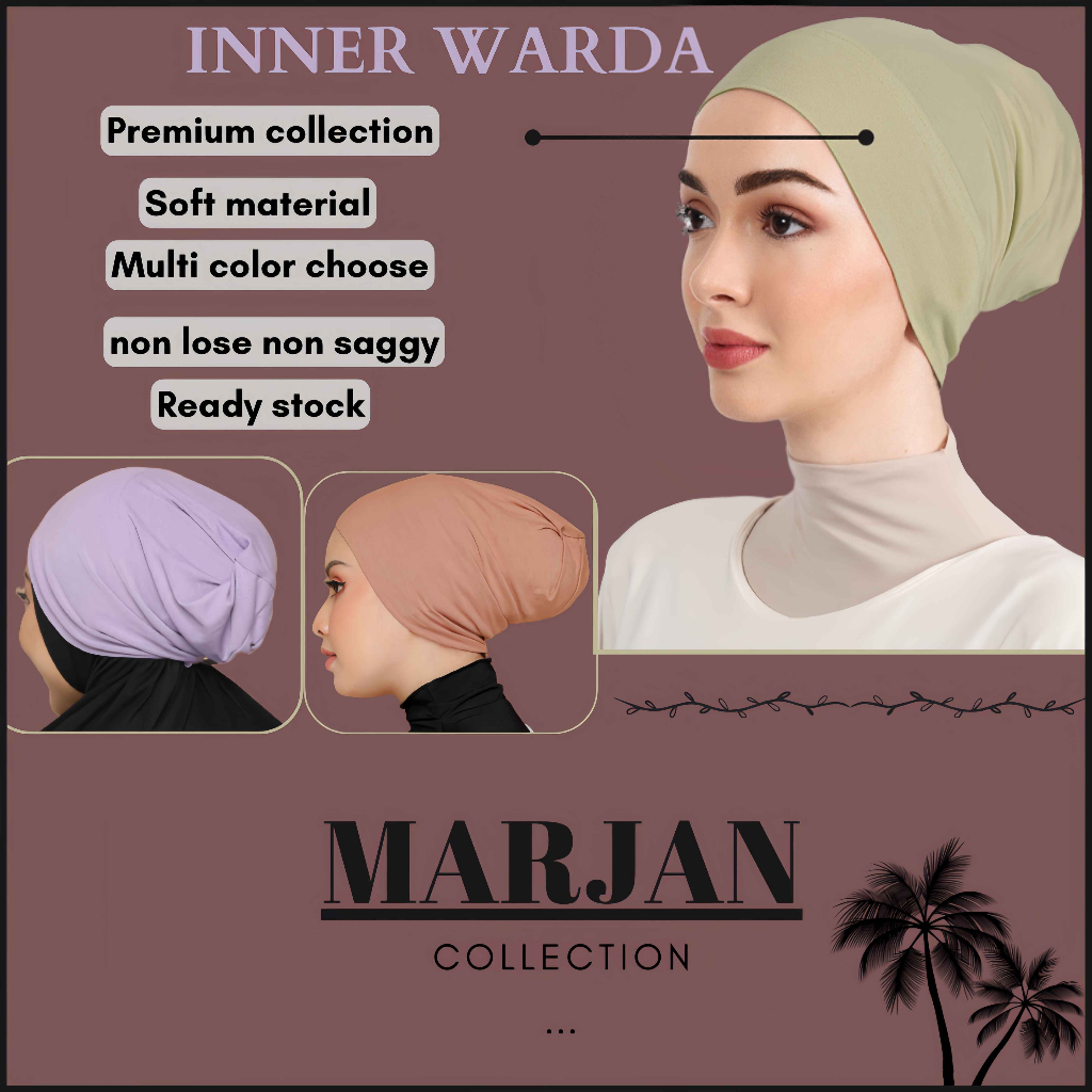 Premium Quality Cotton Warda Hadiah, Umrah inner hejab,Inner Ninja with Tieback - Anti Tembam & Affordable