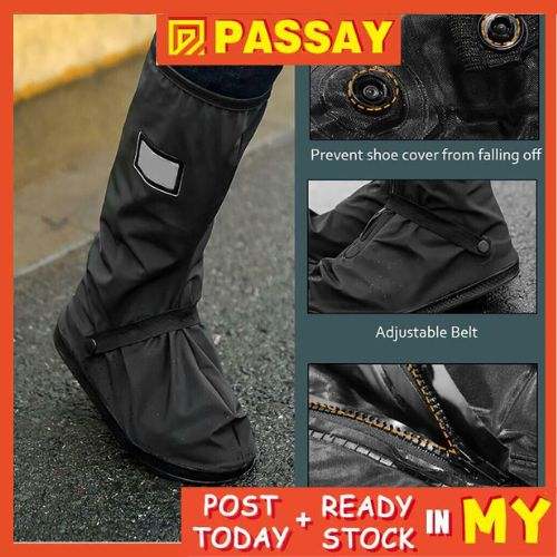 Premium Rain Shoe Cover Rubber Waterproof Motorcycle Bike Reflective Boot Footwear (1 Pair)