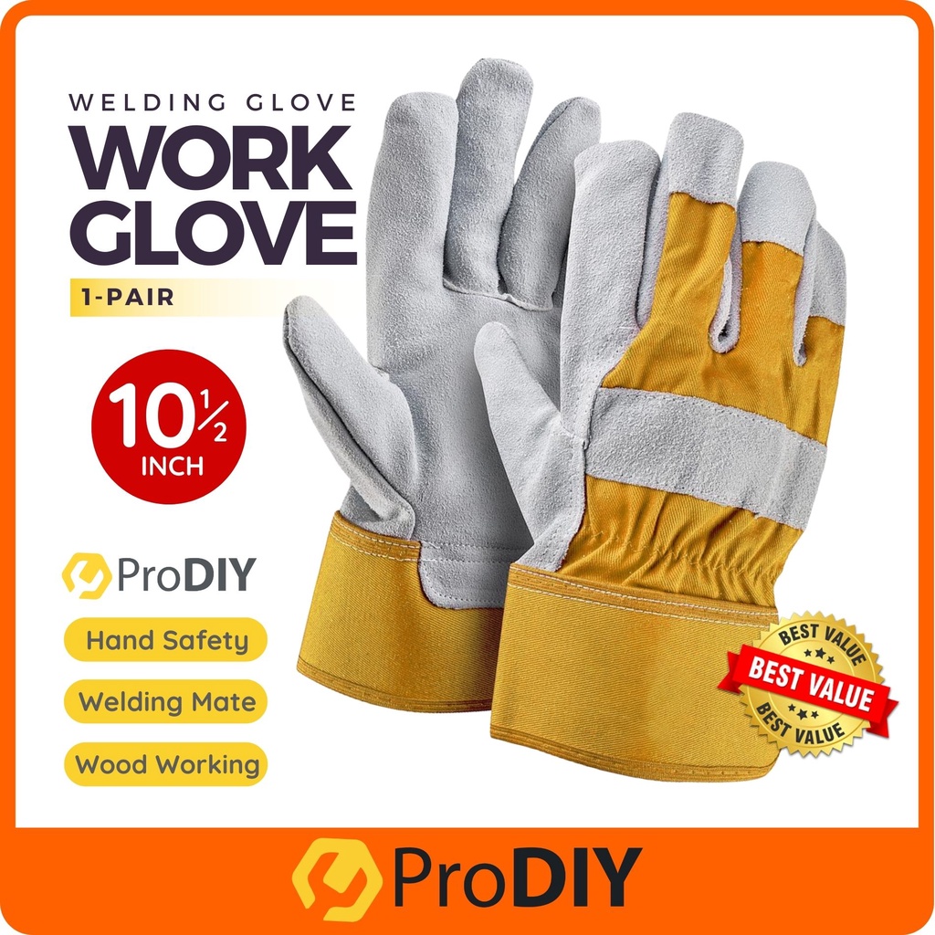 PRODIY 10.5" Work Glove Safety Glove Safety Work Welding Glove Sarung Tangan Welding Sarung Tangan Kerja Leather Glove