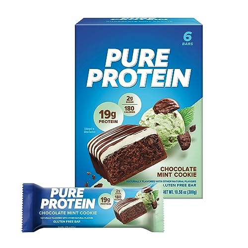 Pure Protein Bars, High Protein, Nutritious Snacks to Support Energy, Low Sugar, Gluten-free, Chocolate Mint Cookie,1.76oz, 6 Pack