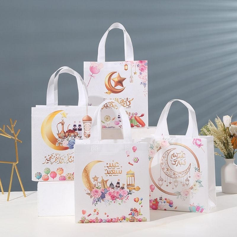 putih Eko Beg Muslim Hadiah Bekalan Perkahwinan Barangan Kahwin Text Tote Paper Gift box kotak bag cat puasa穆斯林开斋节环保袋礼物袋