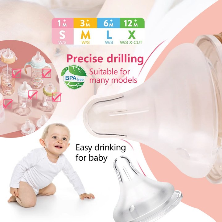 Puting SuSu Baby Pigeon Soft Teat Wide Neck Pacifier Nipple Baby Nipple Anti-Colic BPA FREE