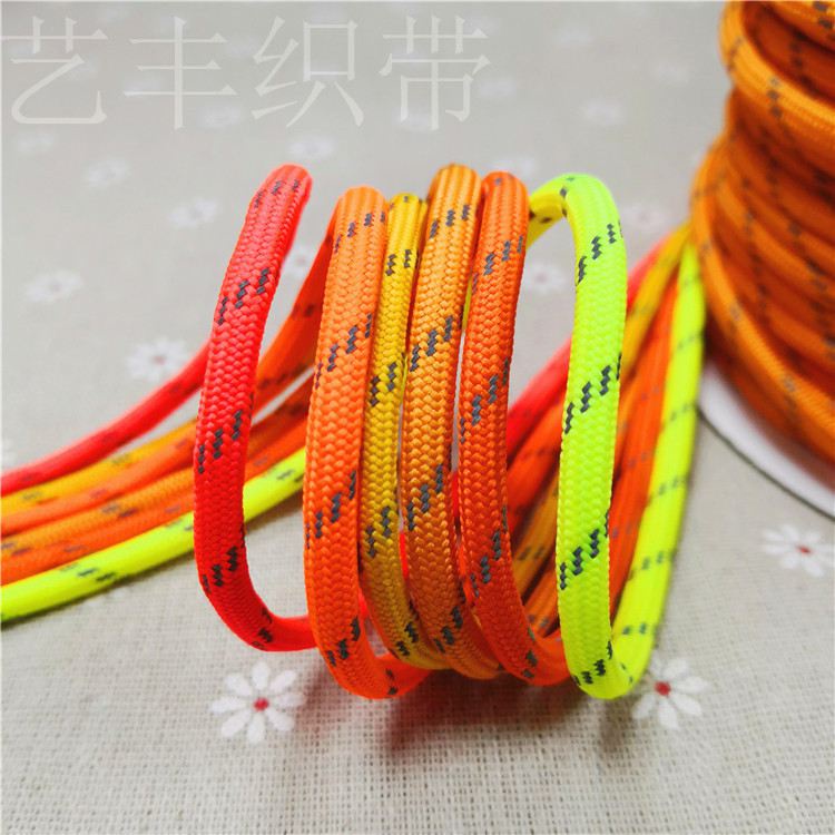 QM5MMThick Reflective round Rope32Ingot Polyester Heart-Wrapped Rope Jumping Point Woven Leisure Jump Rope Luminous Flu