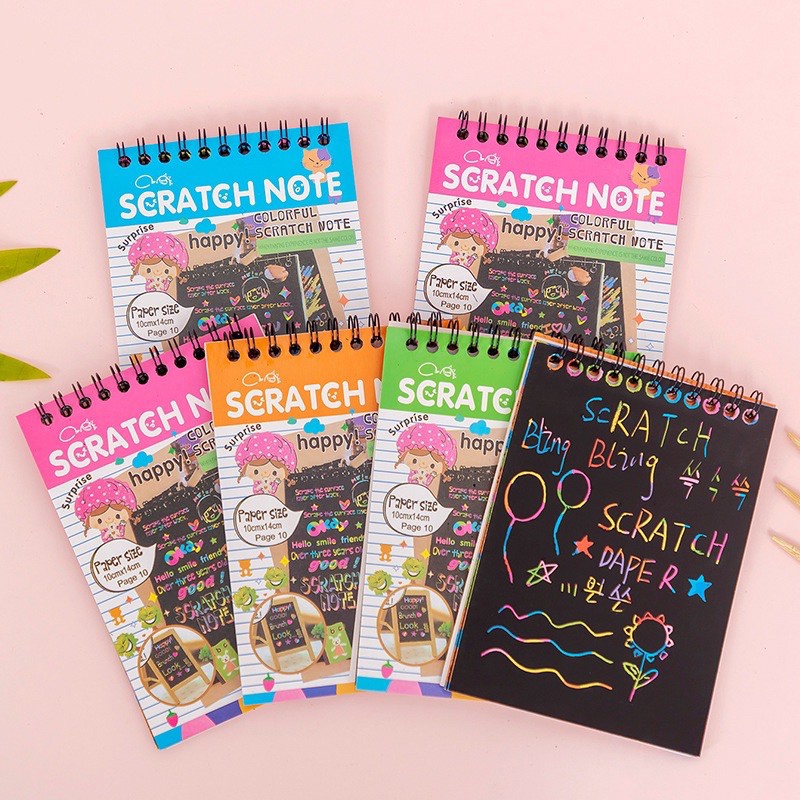 Rainbow Scratch Notebook Magic Colorful Kids Children Drawing Painting Activity Note Book DIY Paper Craft Art Kit Toys