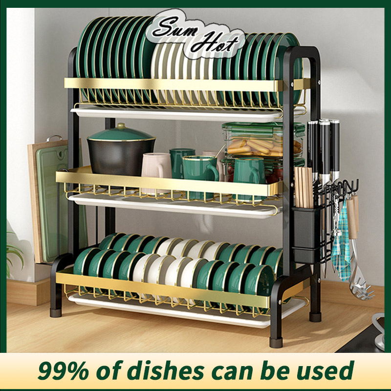 Rak Pinggan Sinki Dish Drainer Rak Dish Rack Kitchen Rack Dish Drainer Racks Utensil Holder Plate Storage Organizer