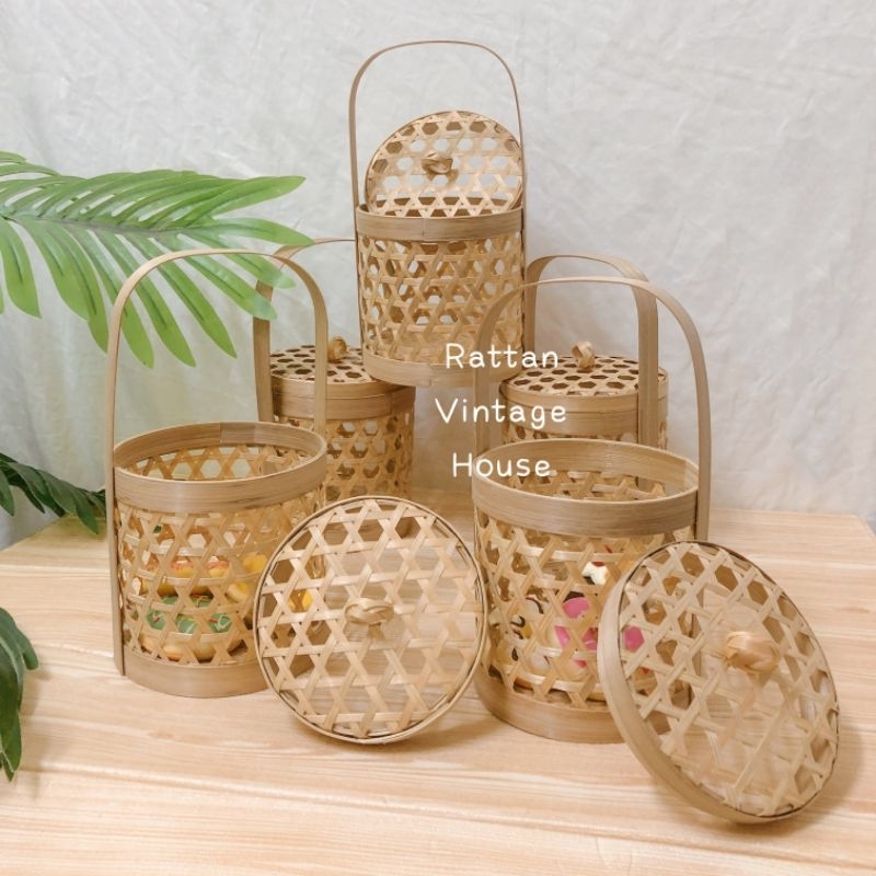 (Rattanvintage)Small Bamboo Basket | Afternoon tea basket | Hightea basket | Handcrafted Basket | Bakul kuih buluh |小竹篮