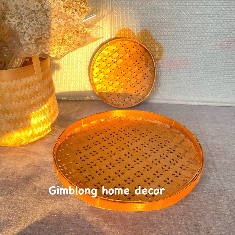 [Raya 2024] Round Bamboo Plate | Round Bamboo Basket Plate