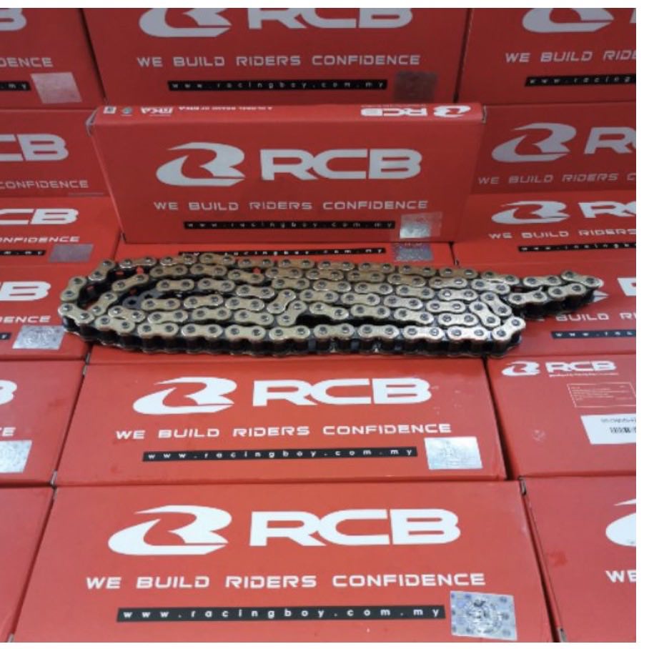 RCB RACINGBOY 428 122L 132L HEAVY DUTY S SERIES GOLD EMAS CHAIN RANTAI RACING BOY LC135 Y15ZR RS150 EX5 WAVE SRL KRISS