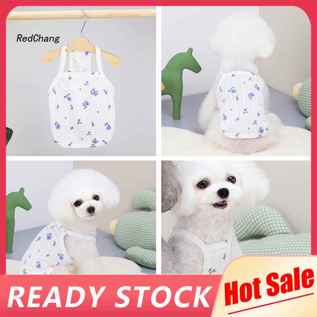 RC~ Cartoon Pattern Dog Clothes Retro Chrysanthemum Pet Vest Ornamental for Summer