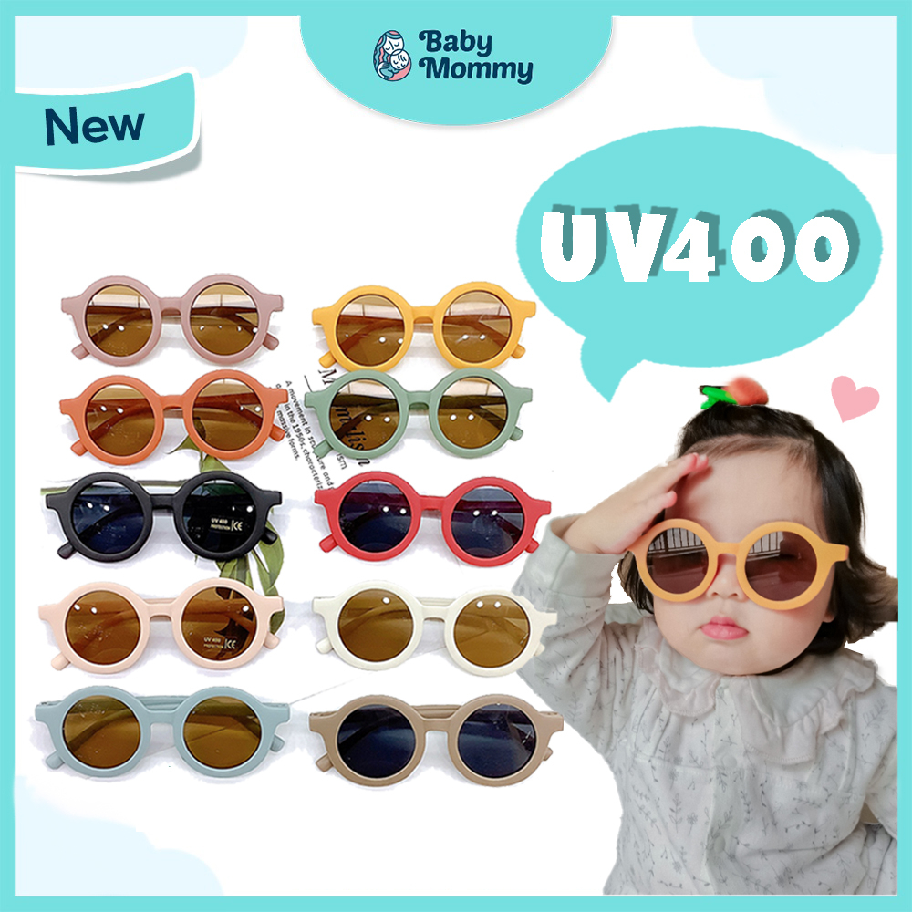 Ready Stock UV400 Kids Sunglasses Boy Girl Baby Fashionable Sunglasses Trendy Eyewear Round Glasses Cermin Mata Hitam