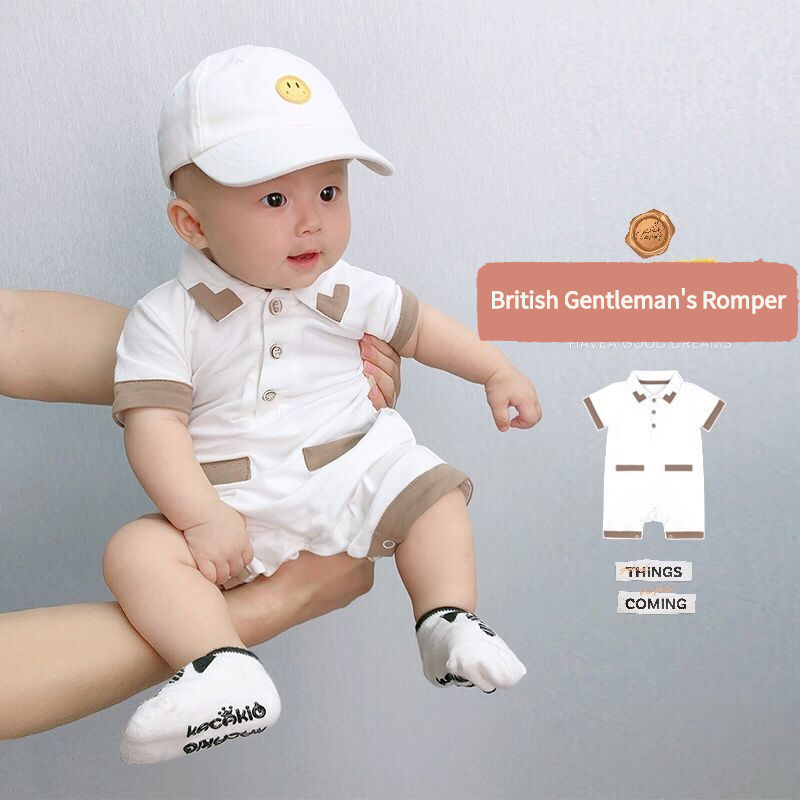 [Ready Stock]0-18 Monthes Newborn Baby Boys Romper British Gentleman's Romper Jumpsuit Style Clothing