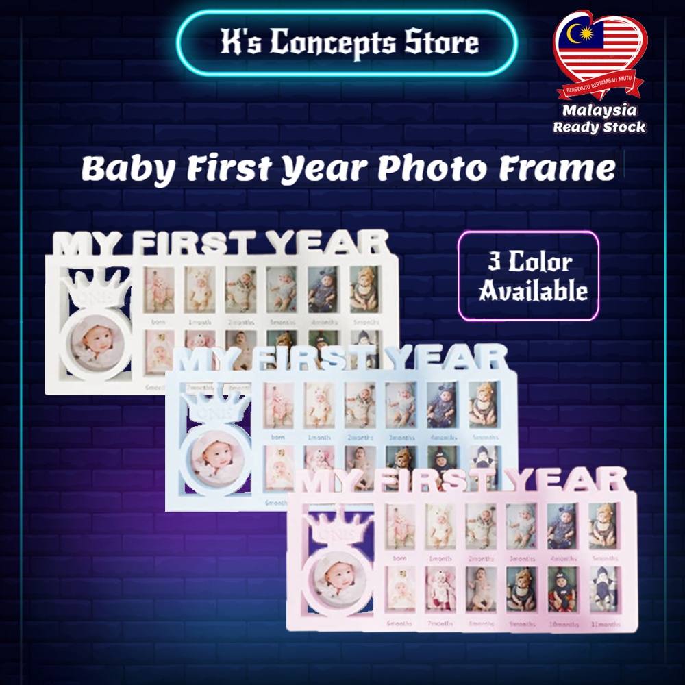 【Ready Stock】Newborn 12 Months Photo Frame PP Plastic My First Year Baby Growth Memorial Photo Frame
