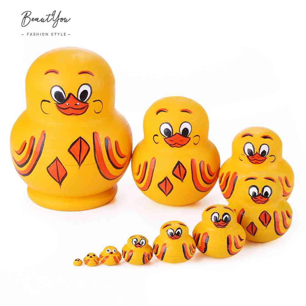 ready stock 10 Layers Russian Nesting Dolls Toys Yellow Duck Matryoshka Dolls for Kids Adult [BeautYou.my]