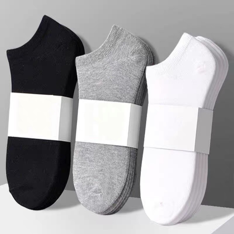 READY STOCK !!! 1 Pair Men Women Cotton Ankle Socks Athletic Casual Solid Stripe Comfortable Sock Black White Grey