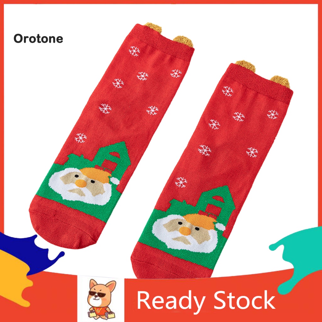 [Ready stock] 1 Pair Ornamental Winter Socks for Girl Anti-slip Christmas Holiday Socks Adorable