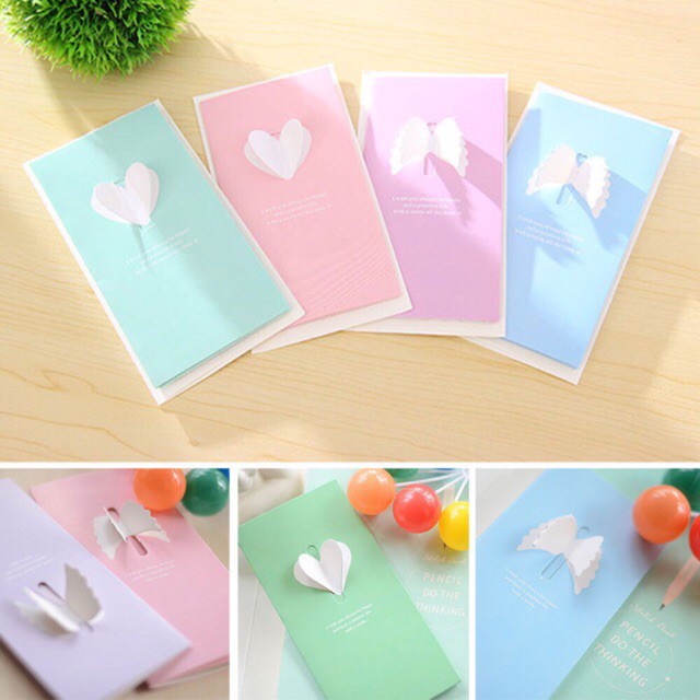 Ready Stock 3D Creative Stereo Love Heart Wings Birthday Christmas Sorry Love Thanksgiving Greeting Gift Card