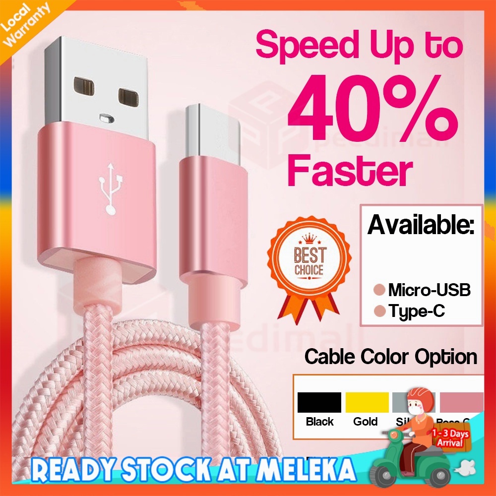 【Ready Stock】3 in 1 Micro USB &Type C Phone 5A Fast Charging Cable Nylon Braided Data Sync USB For Huawei Phone Xiaomi