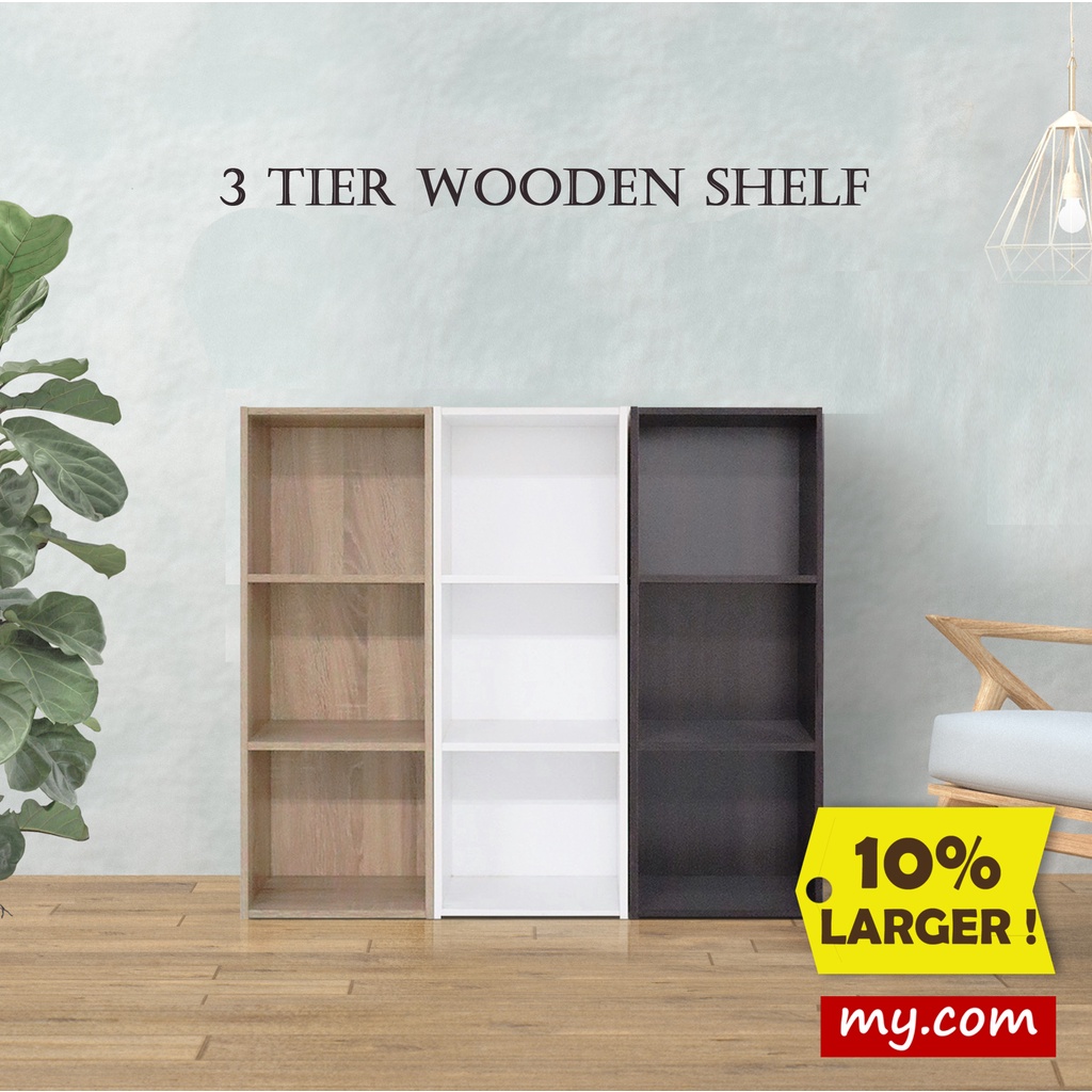 *READY STOCK* 3 Tier Bookshelf my-com/DIY Utility Shelf/Rak Buku 3 Tingkat/Home Furniture/Wood Shelf E-3