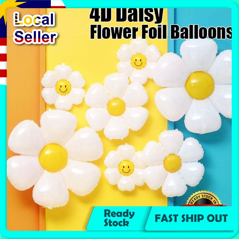 [ Ready Stock ] 4D Daisy Flower Foil Balloons Decoration for Birthday Wedding Anniversary and Event