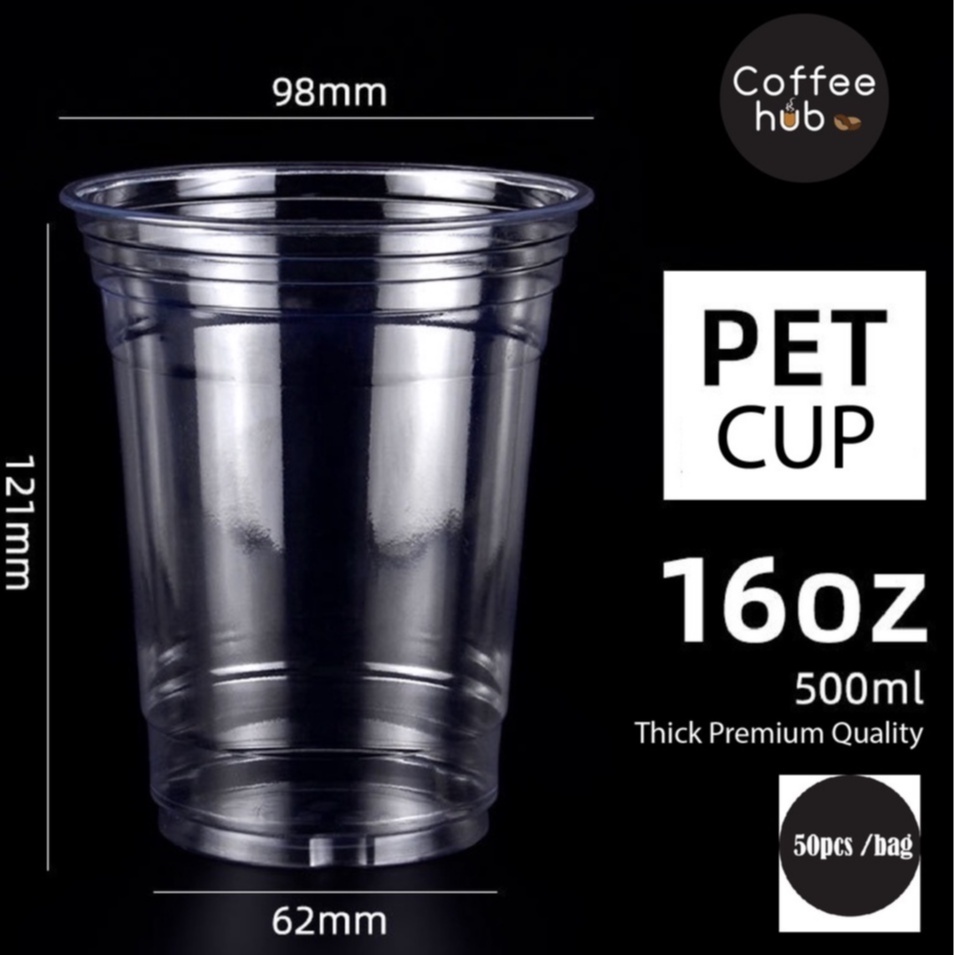 (Ready Stock)Coffee Latte Tea PET Cup Boba Bubble Milk Cup Disposable Take Away With Flat Dome Lid 12oz 16oz 20oz 24oz