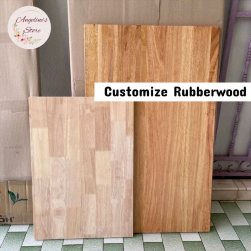 (READY STOCK) CUSTOM SIZE SOLID RUBBER WOOD Grade AB with SANDING /NATURAL/WALNUT VANISHING COLOUR HOME DIY wood