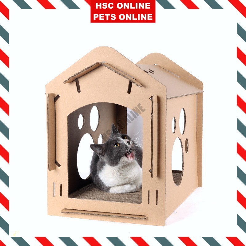 READY STOCK ECO-FRIENDLY CAT SCRATCHER HOUSE/ Cat House/ Rumah Kucing 48CM(H) x 35CM(W) x 58CM(L)