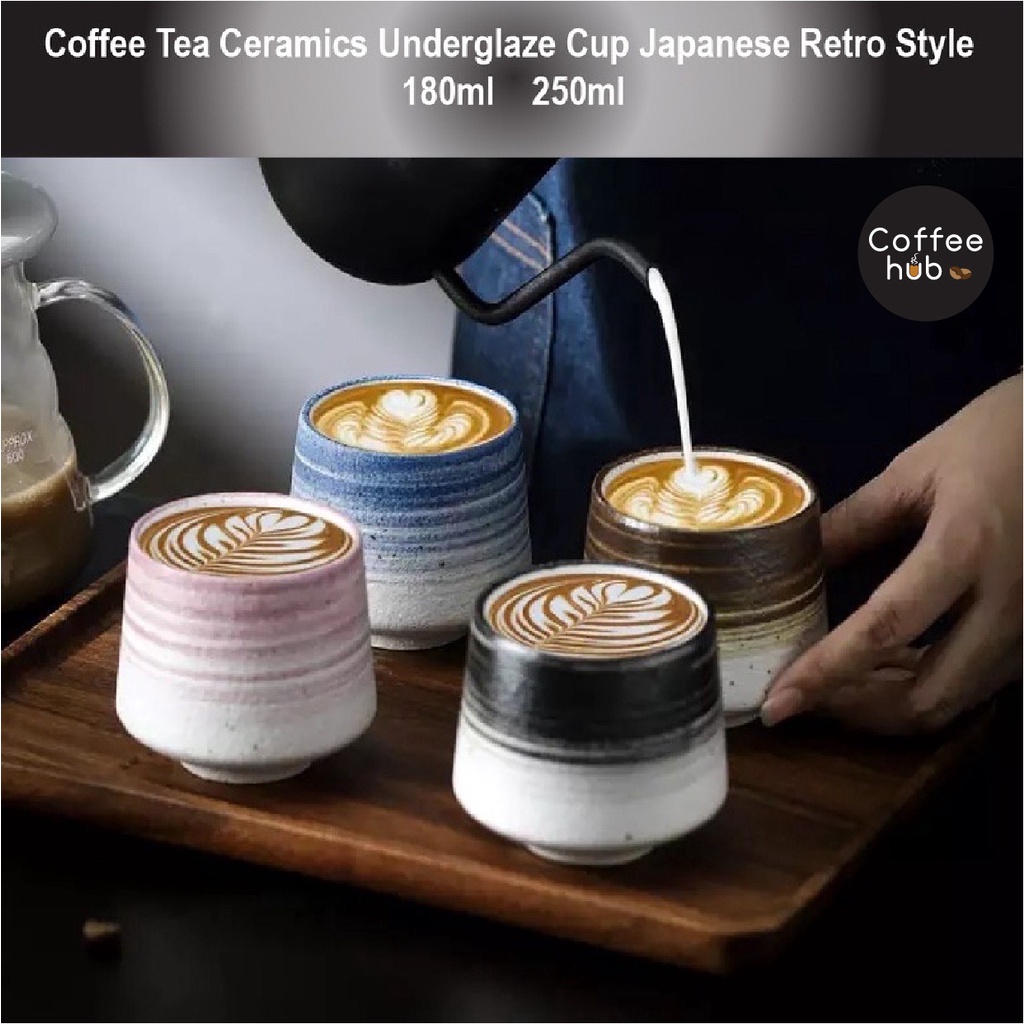 (Ready Stock)Espresso Coffee Tea Ceramic Underglaze Cup Mug Pottery Japanese Retro Style 180ml - 250ml