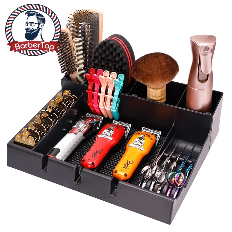 Ready Stock Fast Shipping#Salon Haircut Scissors Electric Clipper Display Stand Razor Tray Anti-Slip Storage Box Hair Holder Comb Hairdressing Tools