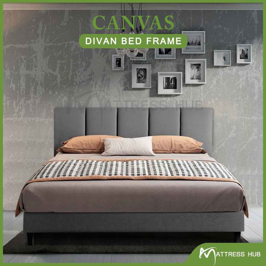 [READY STOCK] [FREE DELIVERY]Divan Fabric Bed Frame in Grey Colour (Single/Super Single/Queen/King)