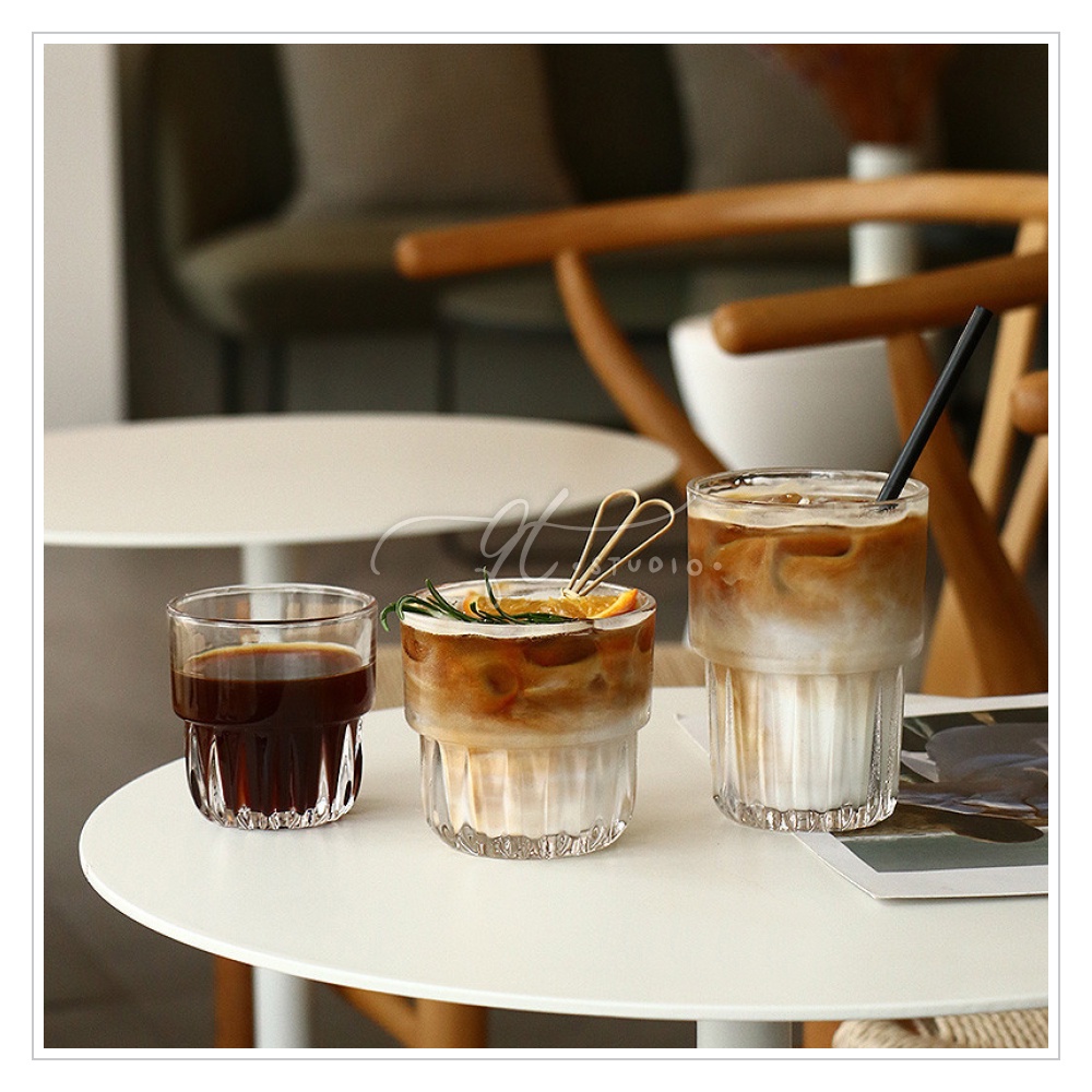 [Ready Stock] Glass Cups / Glass Coffee Vintage Cups / Glass Vintage Transparent Mug KS0057