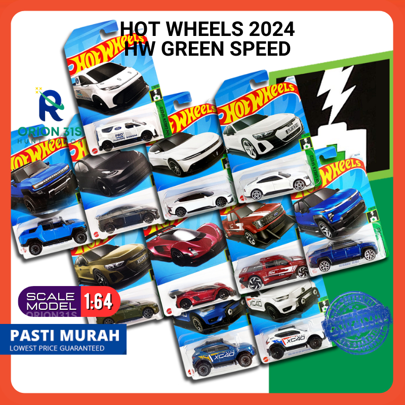 [Ready Stock] Hot Wheels 1:64 HW Green Speed 2024 Audi/ Tesla/ Ford-150/ Hummer/ Volvo/ Czinger/ Delorean/ Silverado EV