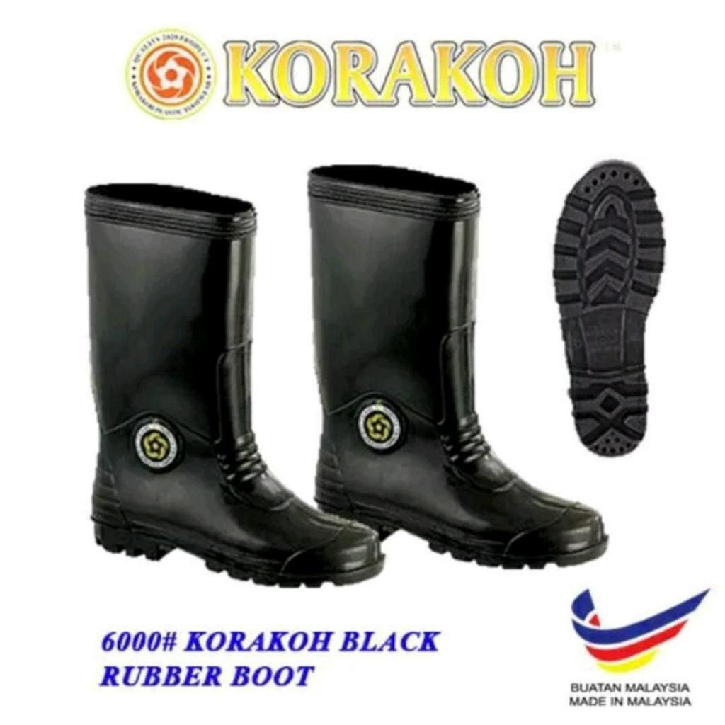 ReadyStock KORAKOH SAFETY RUBBER BOOT Quality Rubber Rain Boots Kasut Air Getah Kasut Hujan Kasut Kebun M6000