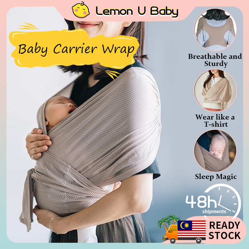 【READY STOCK】LEMONU Baby Carrier Wrap Newborn Nursing Towel Easy to Wear Four Seasons Sling Wrap Hands Free Baby Infant Breathable Multifunctional Carrier 0-36 months Carrier