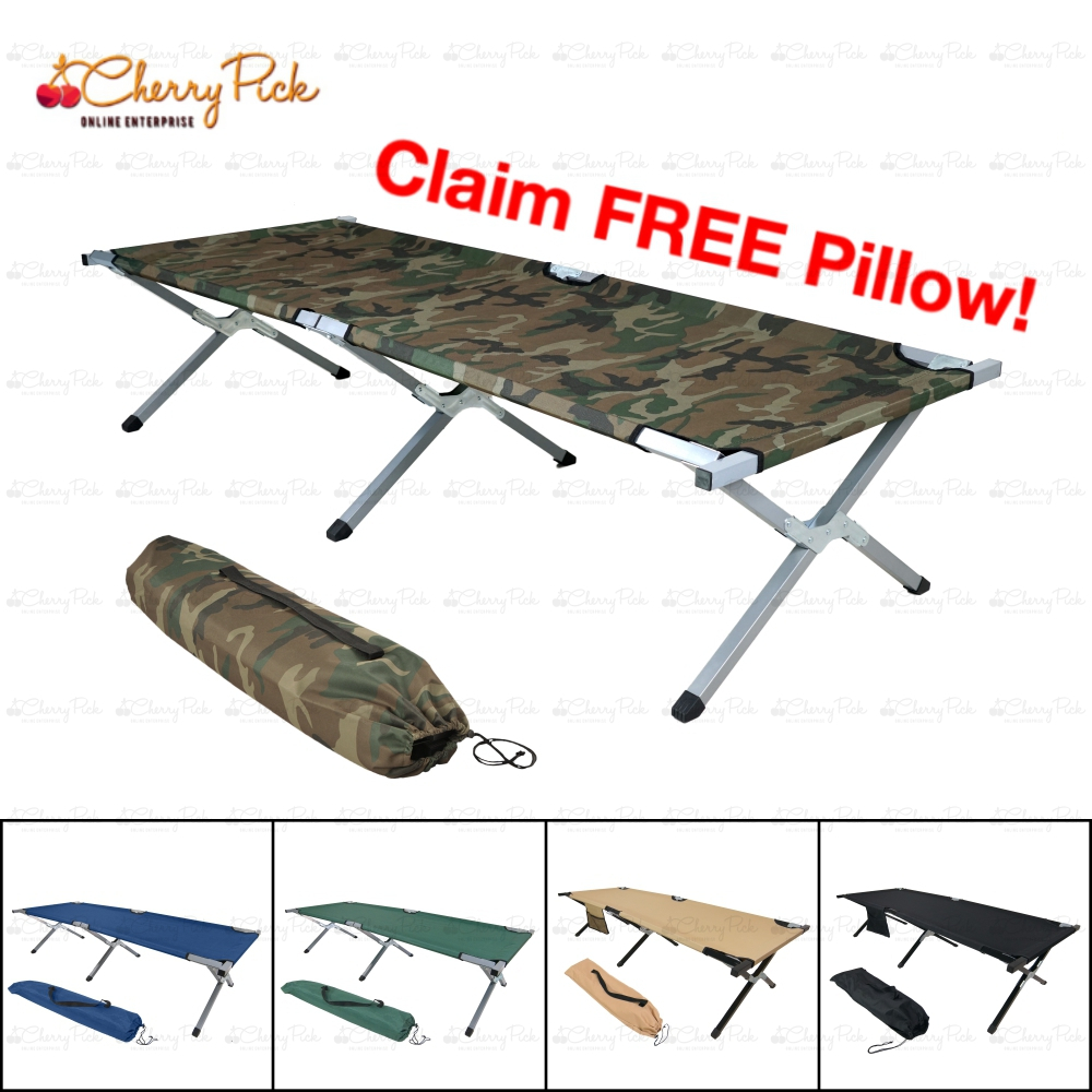 Ready Stock Malaysia Portable Foldable Camping Bed Cot with Bag Camouflage Military Army Katil Lipat Askar Celoreng