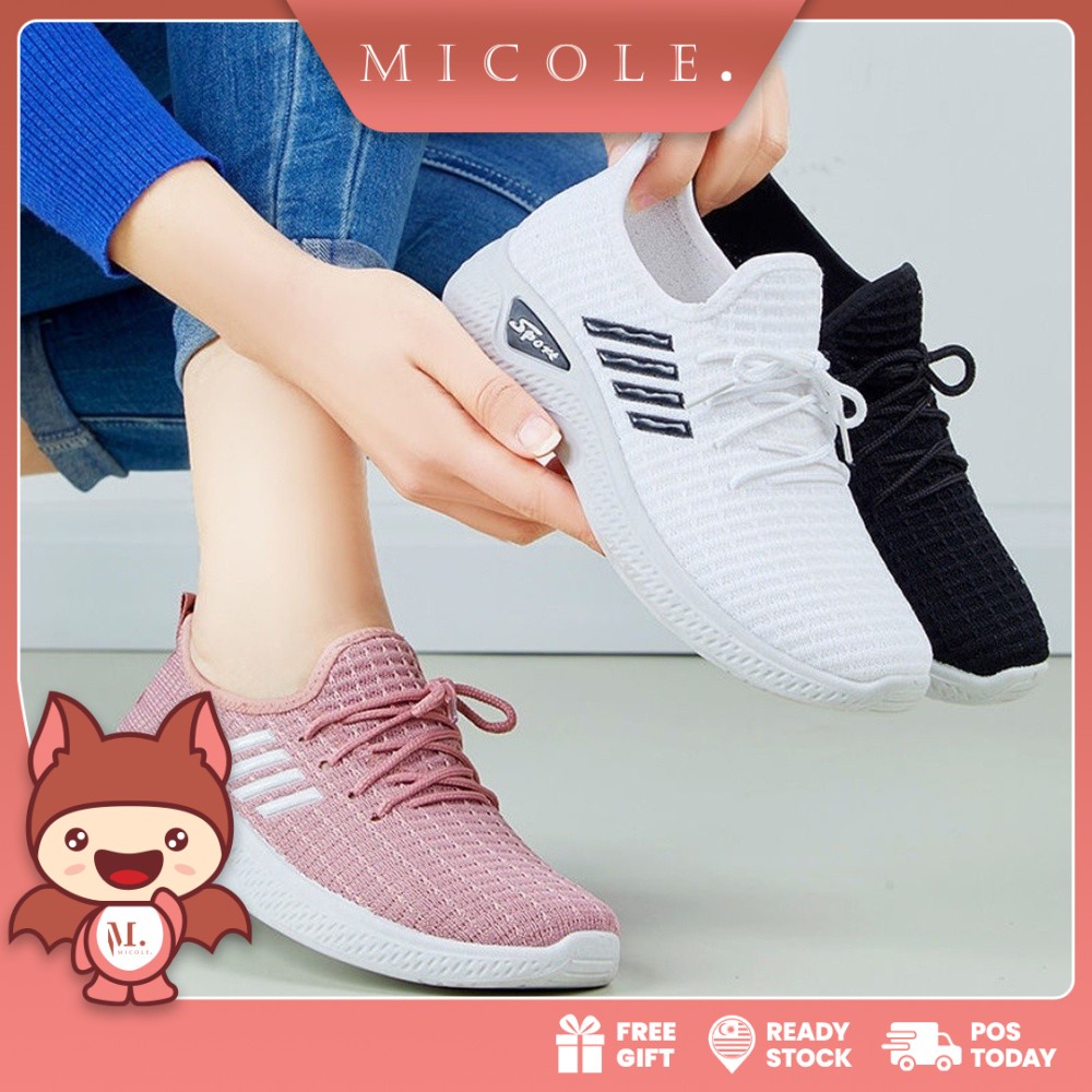 Ready Stock MICOLE S043 Women Sport Shoes Breathable Sneakers Running Fitness Jogging Shoe Kasut Sukan Wanita