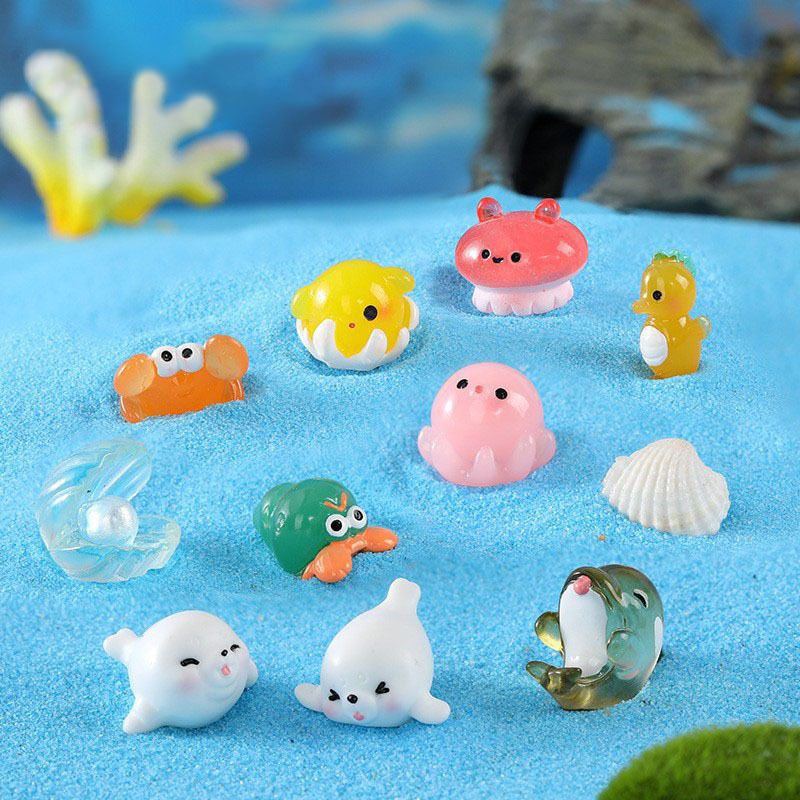 【Ready Stock】Mini Fish Figurines DIY Ocean Sea Animal Miniature Figurines Garden Micro Landscape Terrarium Decoration