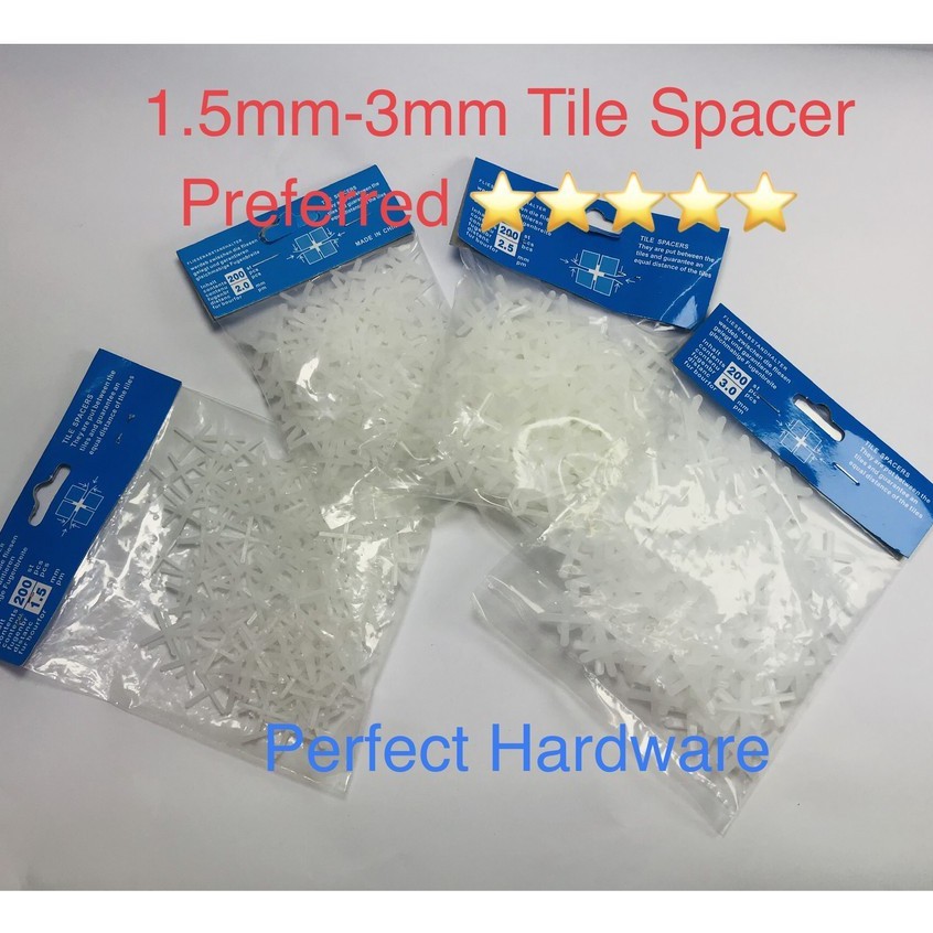 [ Ready Stock ] Mosaic Tile Spacer / Tile Cross / Mosaic Spacer -200pcs ( 1.5mm, 2.0mm, 2.5mm , 3mm , 4mm , 5mm )