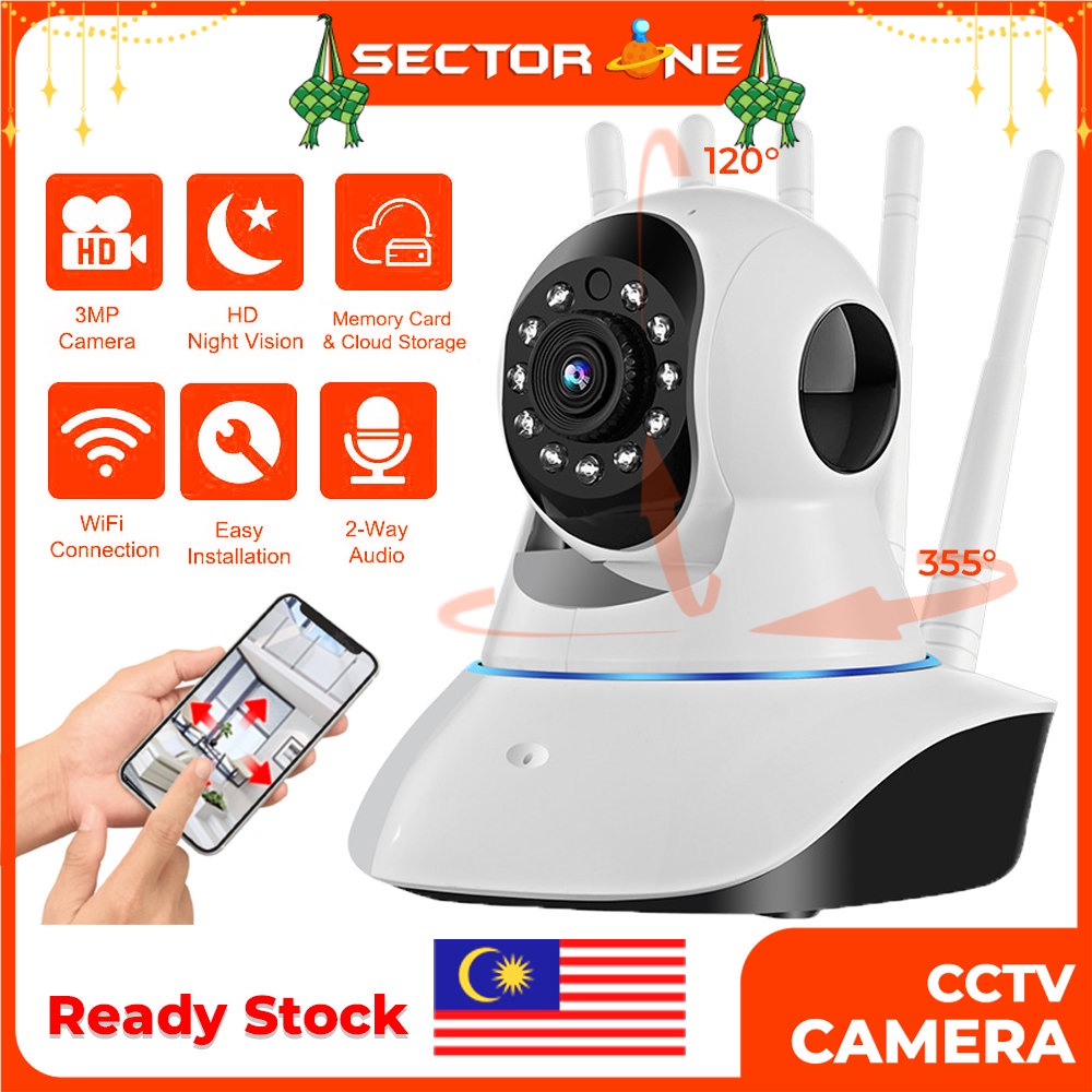 [Ready Stock MY] 5 Antenna WIFI Camera CCTV Hotspot Wireless IP 1080P Full HD Baby Monitor with Night Vision Infrared