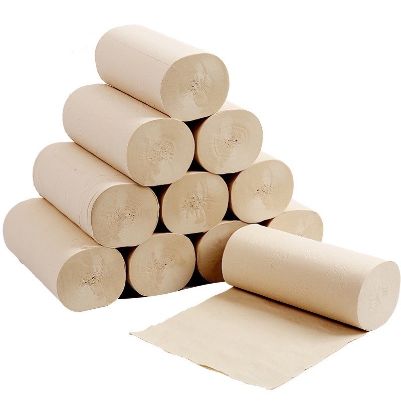 (Ready Stock)Natural Bamboo tissue Toilet paper 竹浆卫生纸本色卫生纸家用无芯筒卷纸