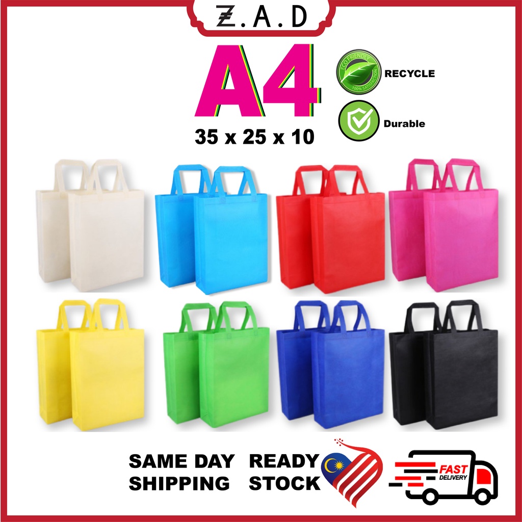 [READY STOCK] Non Woven Bag A4 , Shopping Bag A4, Eco Friendly Reusable, Tote Bag (NWA4) 24 HRS SHIP