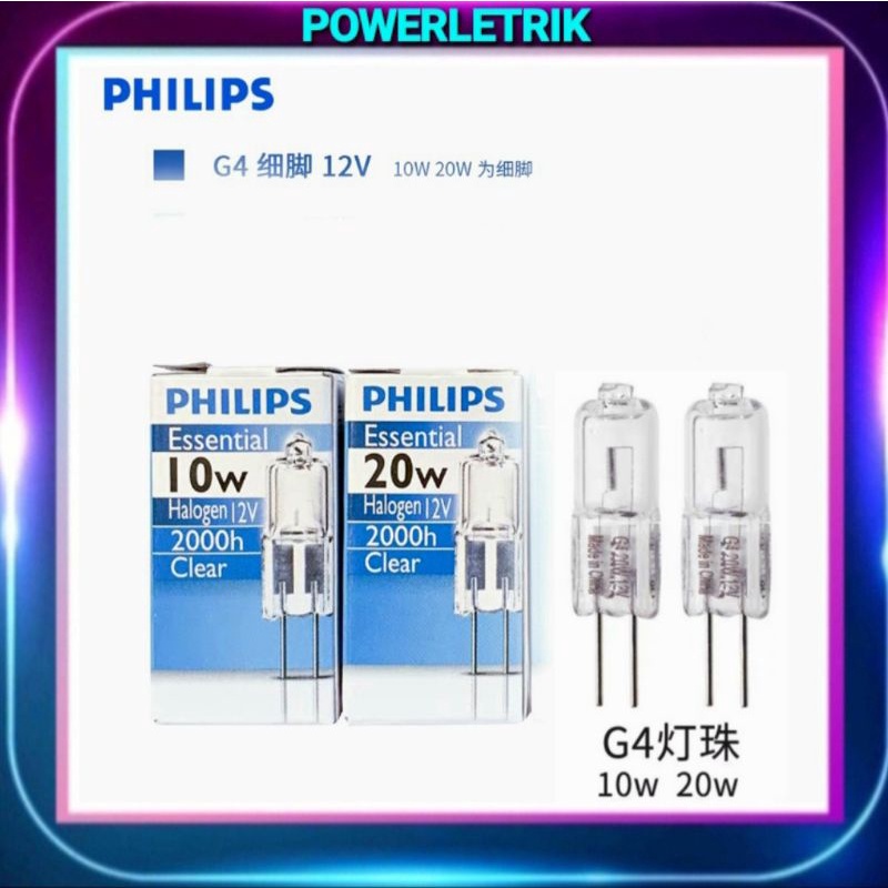 ☄READY STOCK☄PHILIPS G4 12V-10W/20W HALOGEN ROCKET BULB/12V-10W 20W HALOGEN CAPSULE LAMP -WARM WHITE