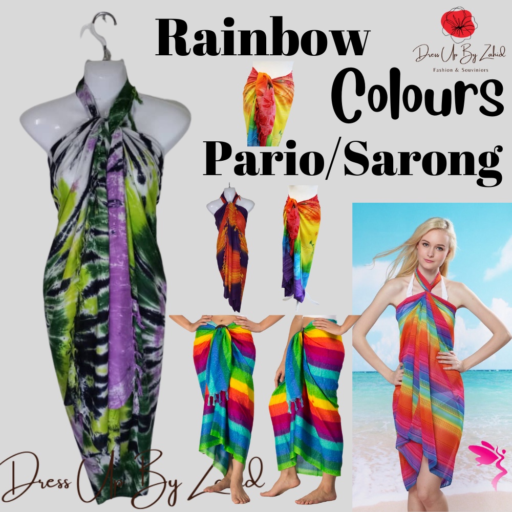 Ready Stock Rainbow Pario || Kain Tie Dye Beach Pareo || Kain Pantai || Rainbow Colours Beach Pario/Sarong