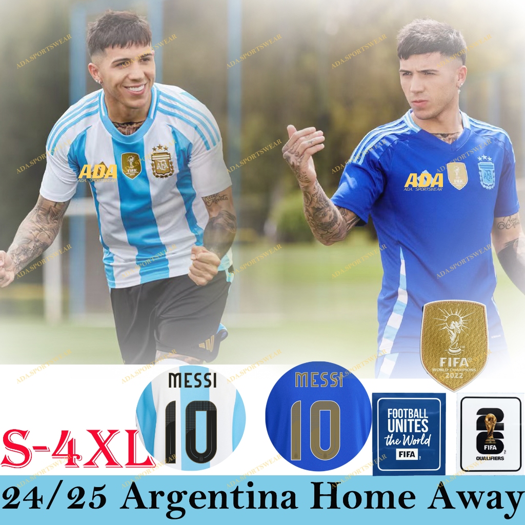 {Ready Stock} 【S-4XL】 24-25 Argentina Home Away Football Fans issue Jersey Sports Men