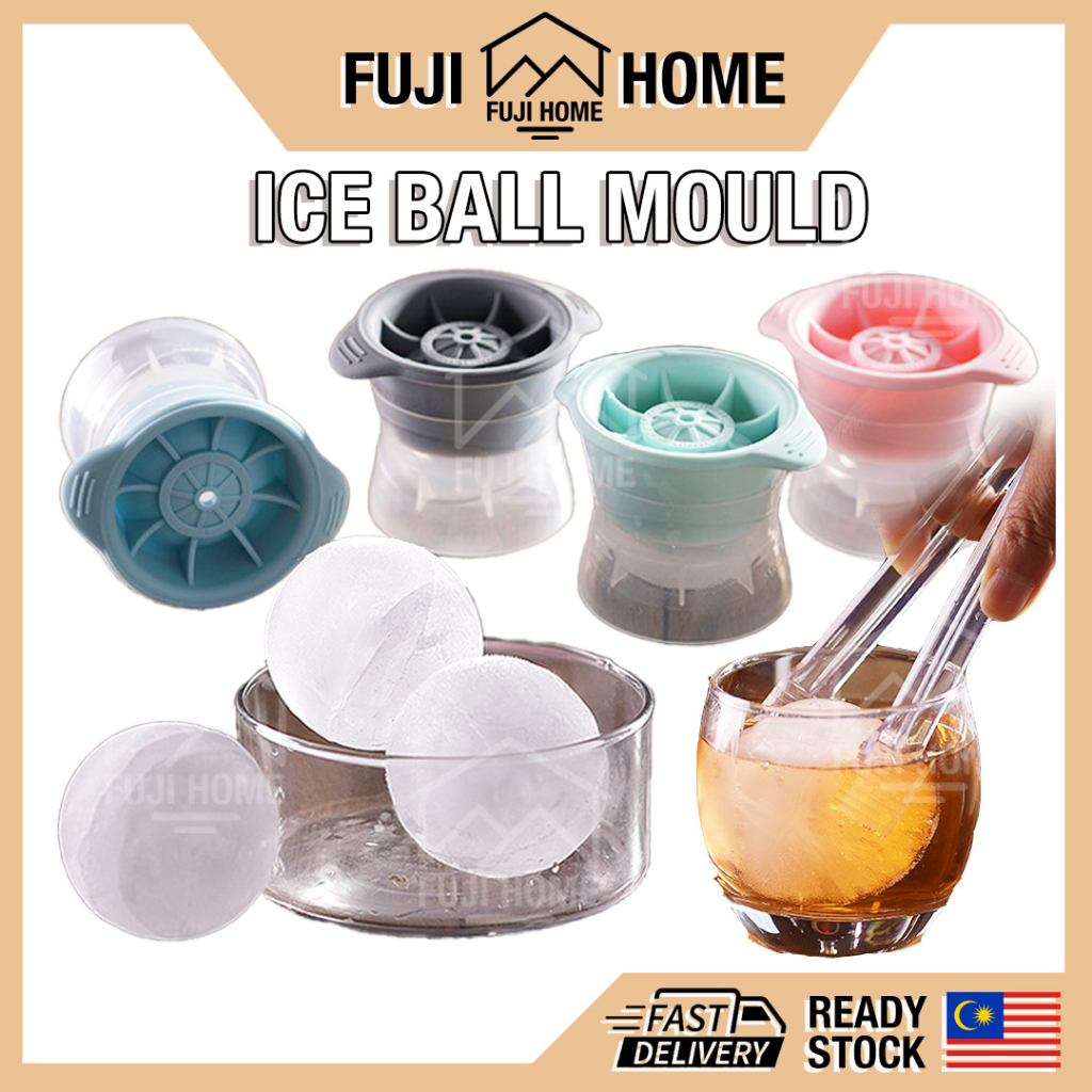 READY STOCKSilicone Round Ice Ball Mold Spherical Round Ice Cube Tray Sphere Ice Ball Maker Ice Tray Cold Drinks Quick