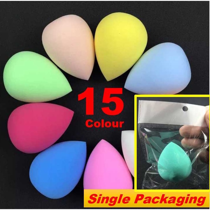 ## Ready Stock#Single packaging Make Up Sponge Blender Foundation Wet/Dry Face Cosmetic Puff