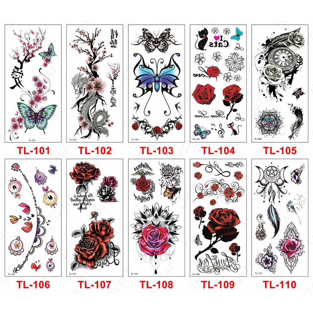 !READY STOCK! SteadyINK 19*9CM Butterfly Rose Mythical Creature Eagle Fox Tattoo Stciker Body Art Beauty Event Fashion