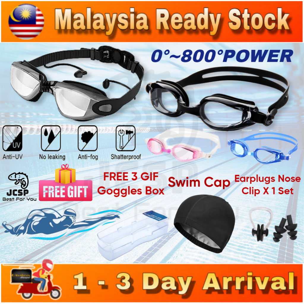 Ready StockSwimming goggles woman swim glass adult goggles man goggle renang lelaki Anti Fog Myopia Prescription Power